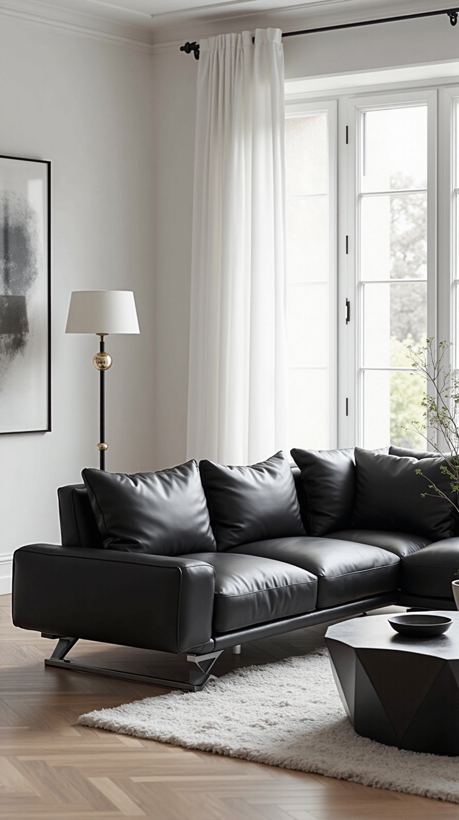 stylish black couch living room