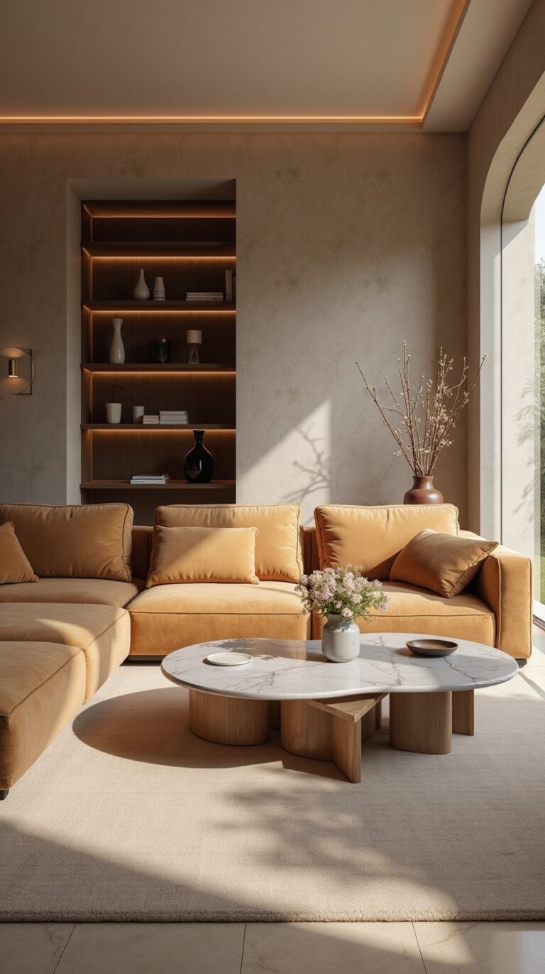 stylish camel couch living room