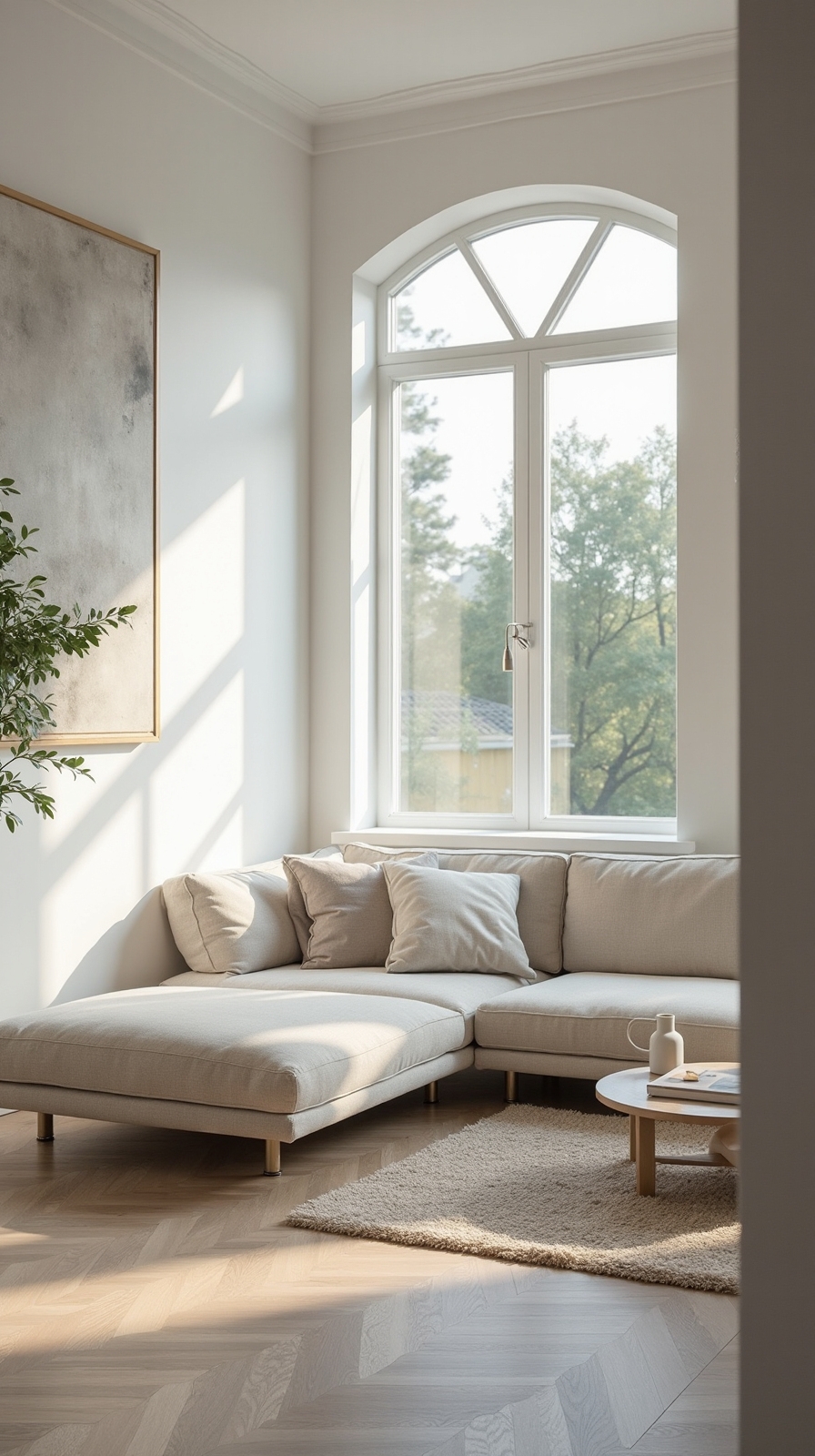 stylish light airy off white couch