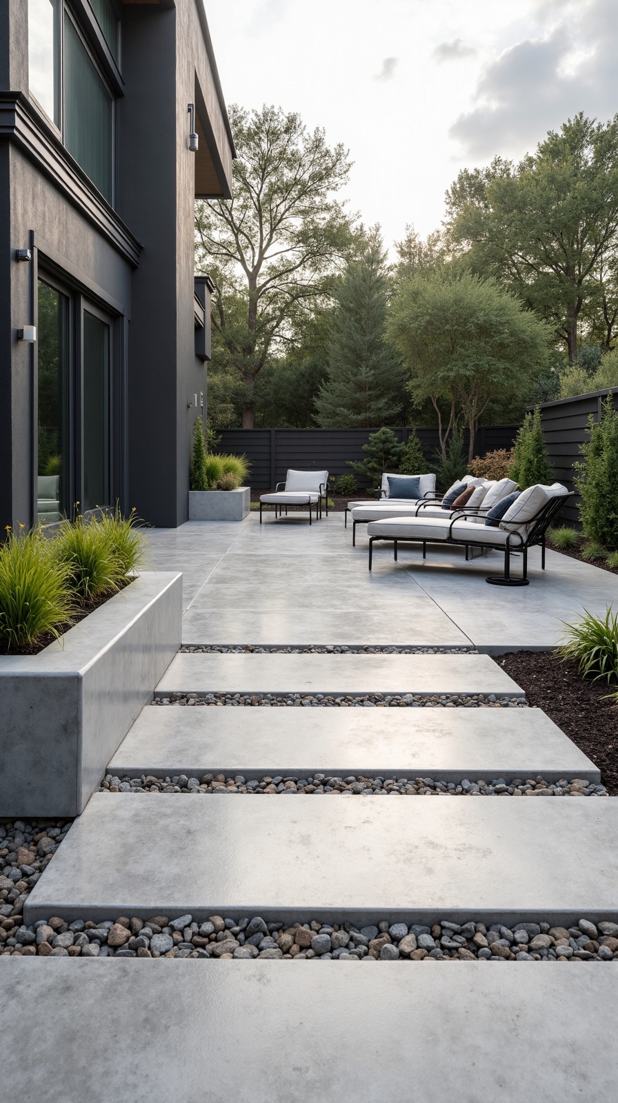 stylish natural concrete patio design
