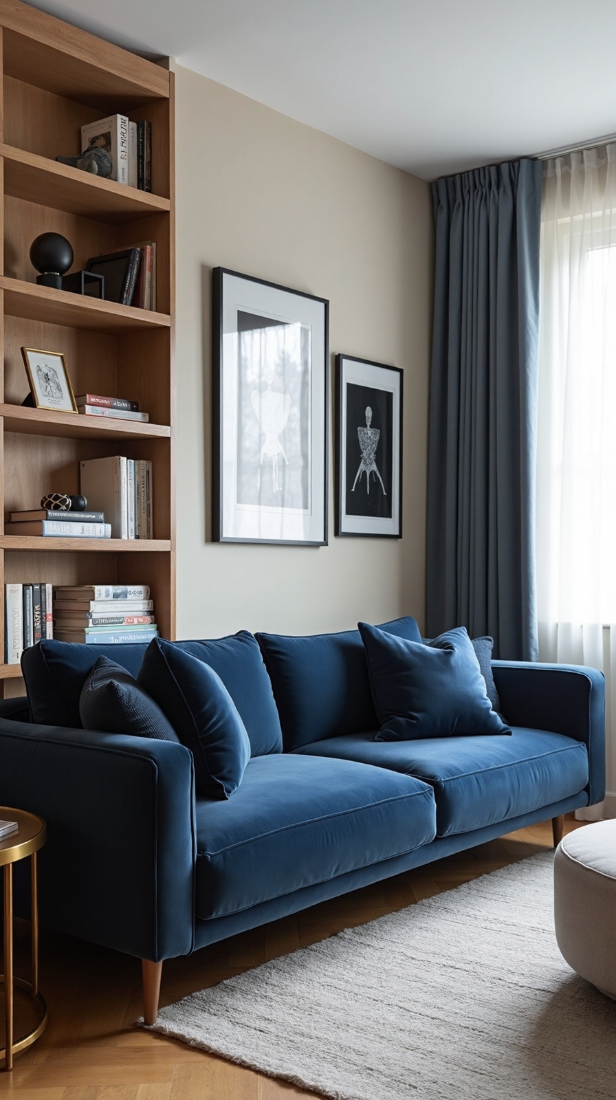 stylish navy couch with hidden storage