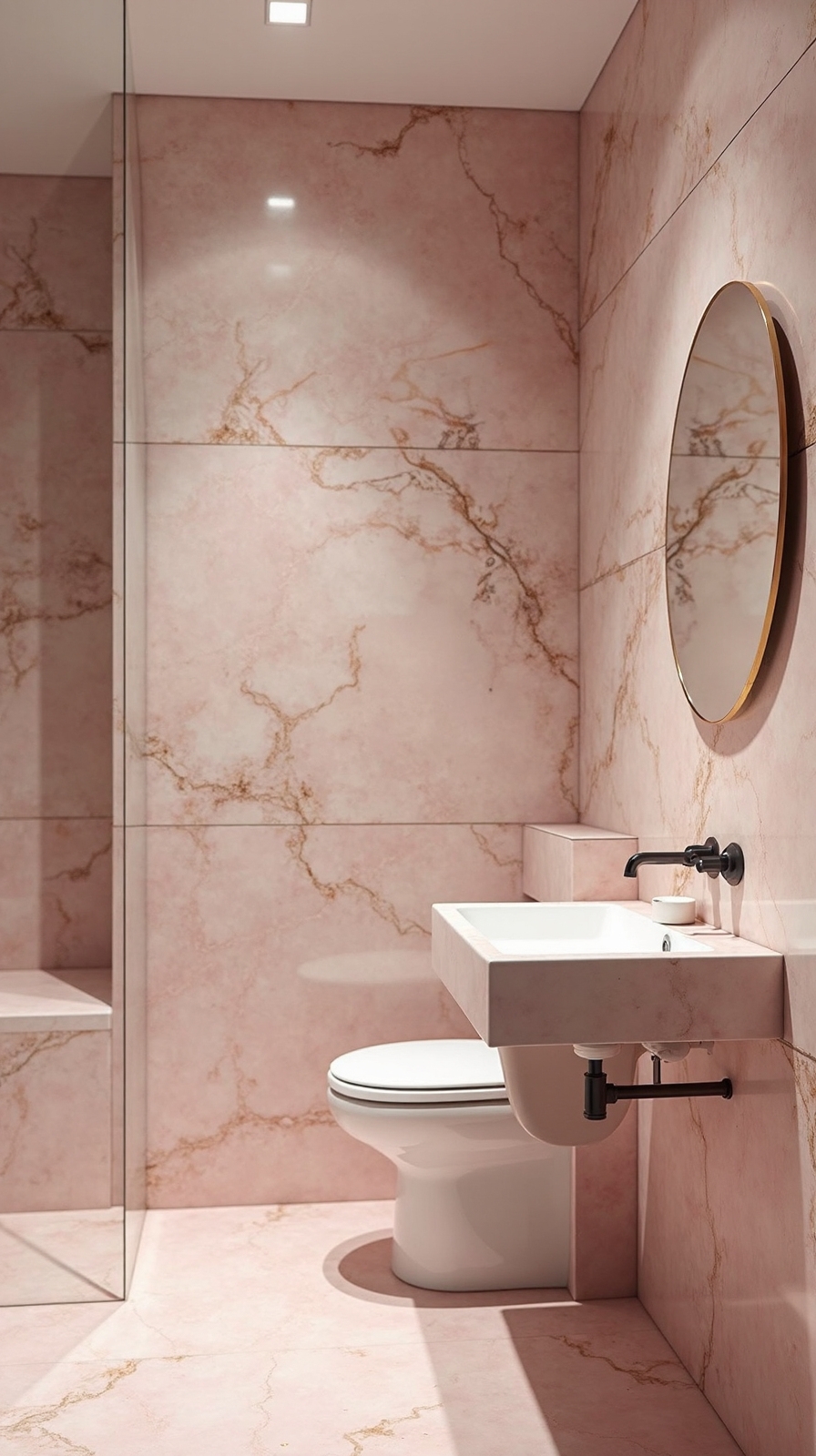 subtle elegant natural stone bathroom surfaces