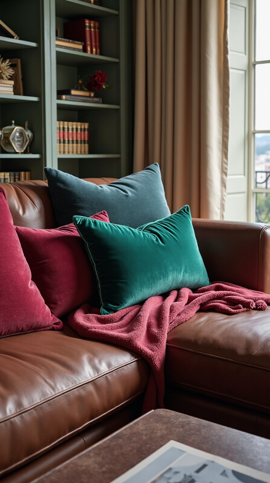 sumptuous jewel toned cozy living room accents