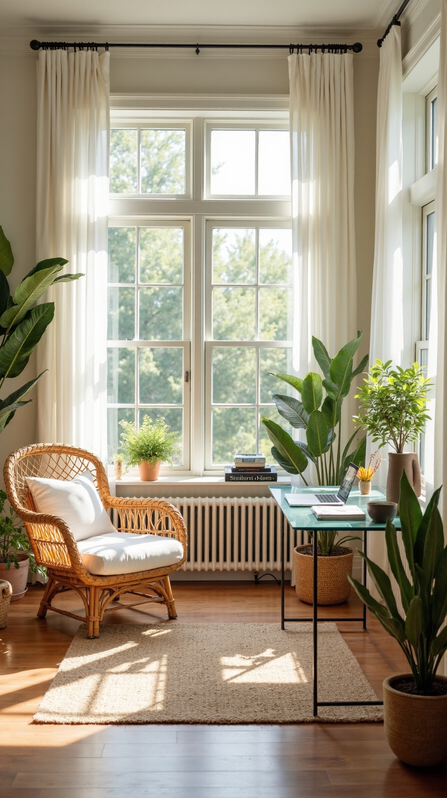 sunlit flexible cozy workspace