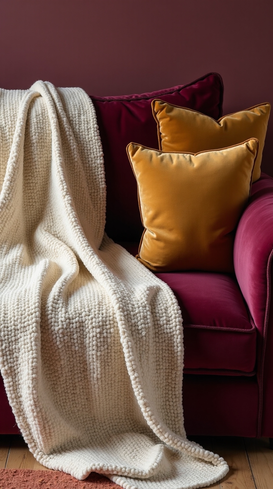 textural contrasts enhance cozy living spaces