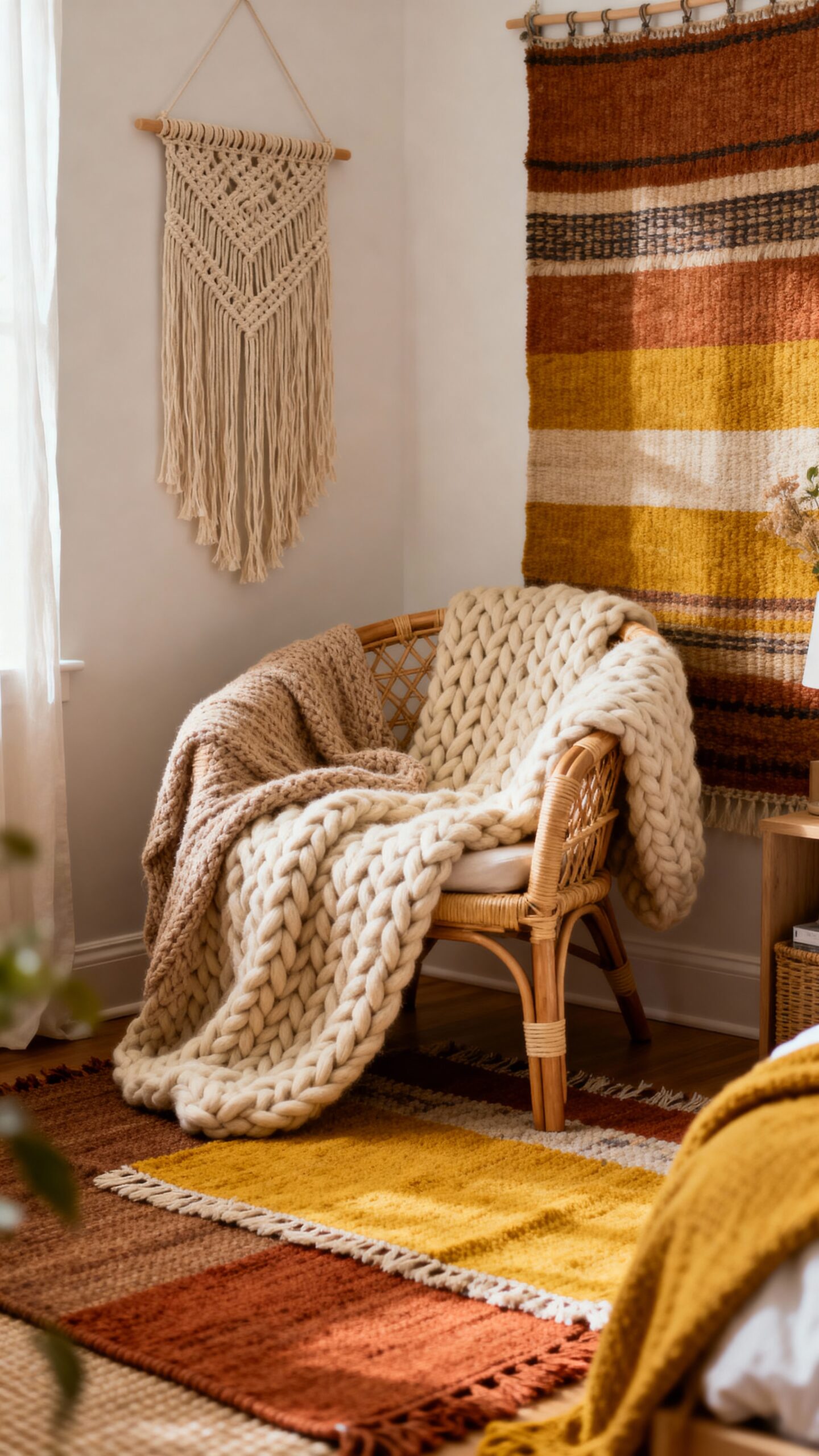 textural cozy layered bohemian