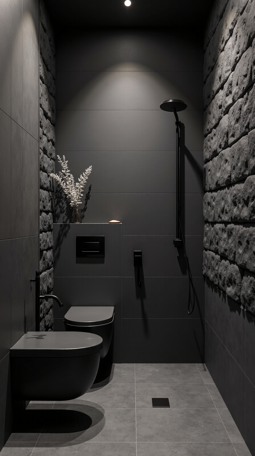 textured monochrome sophisticated bathroom design