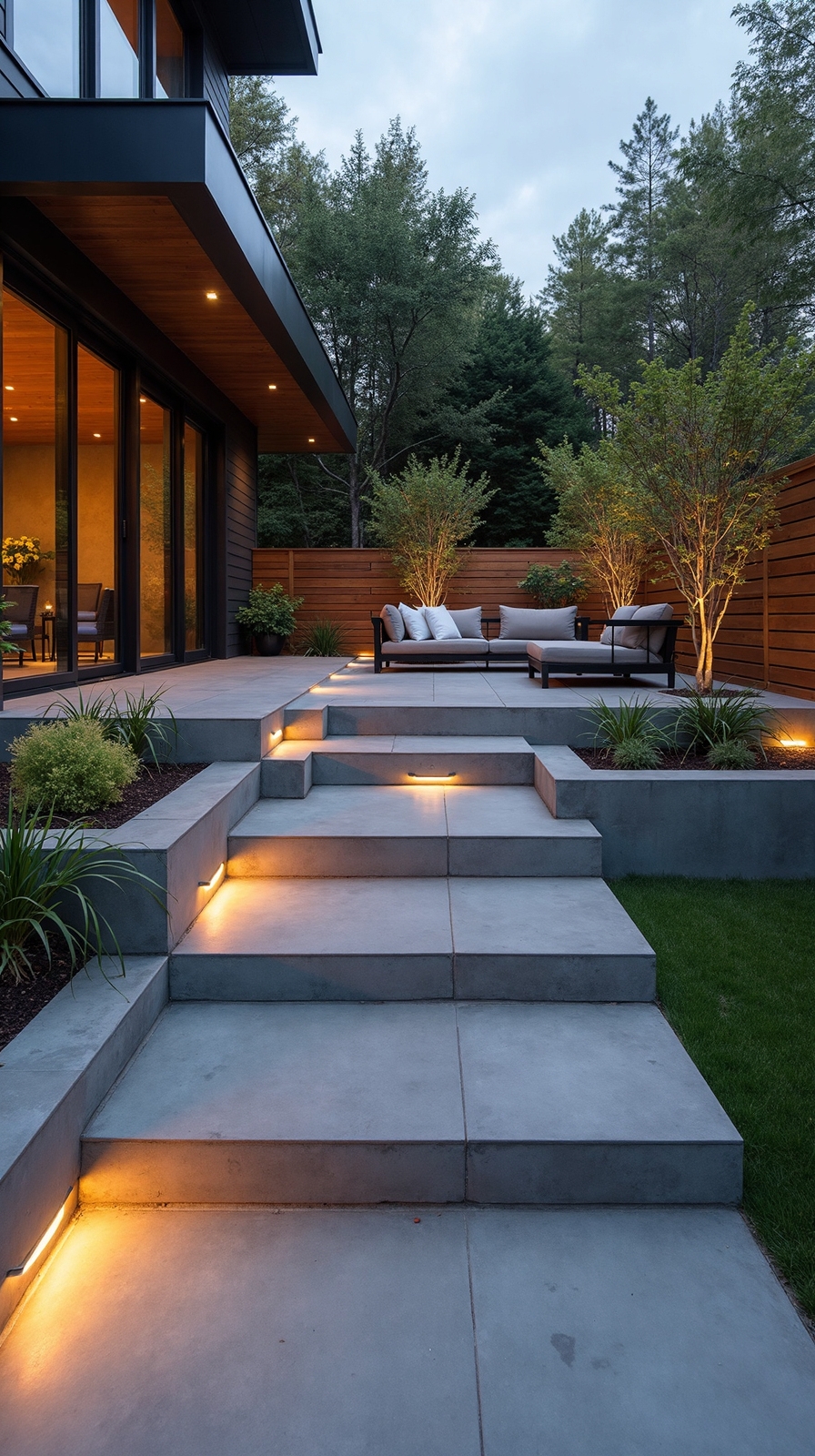 tiered concrete landscaping design solutions