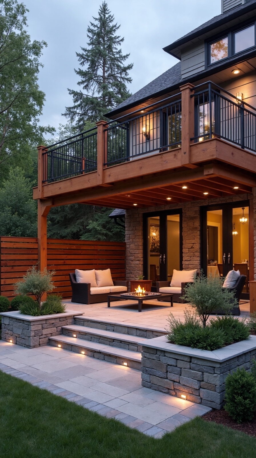 tiered outdoor retreat with central patio