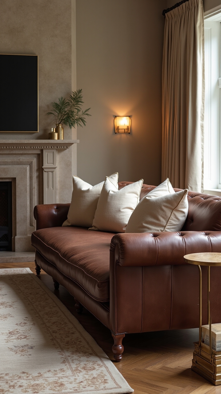 timeless chic brown leather couch