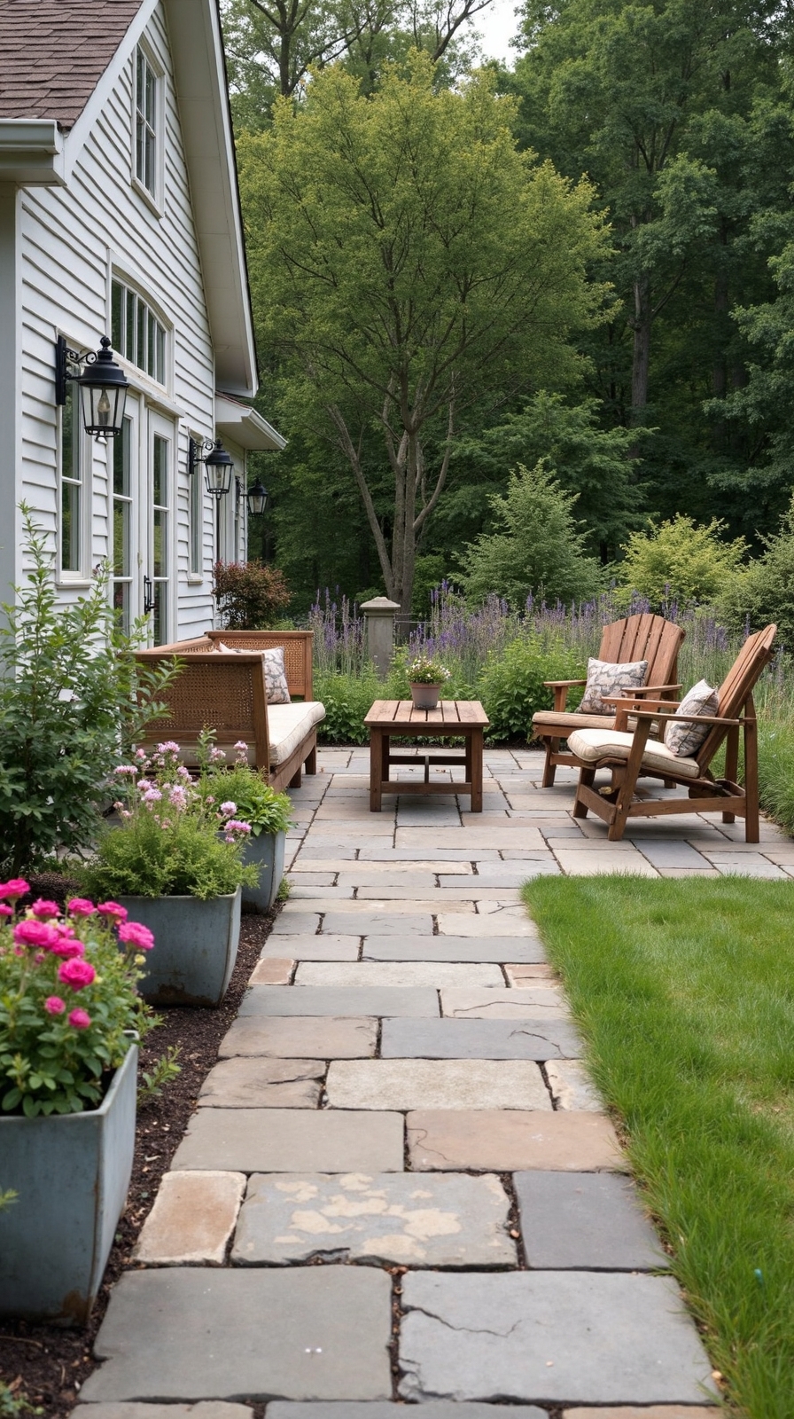 timeless farmhouse flagstone patio elegance