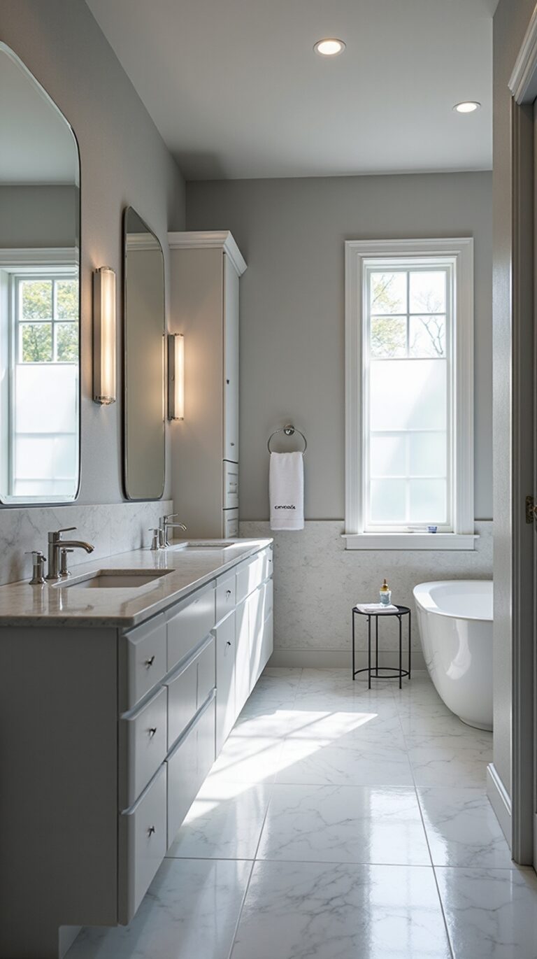 timeless grey bathroom elegance