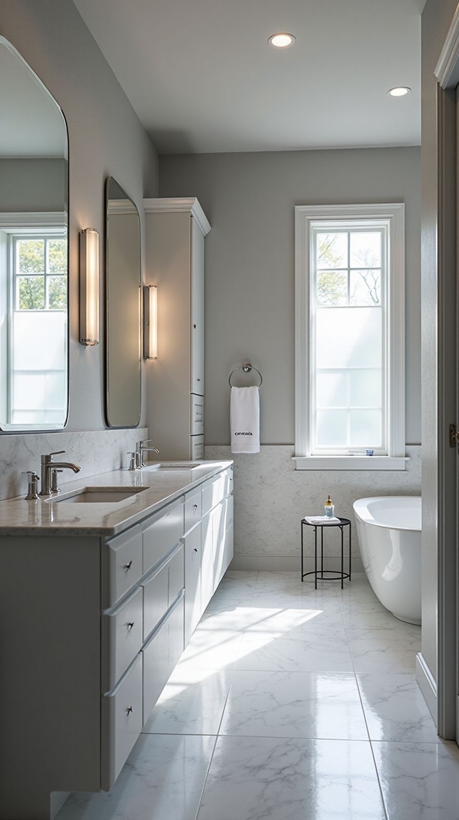 timeless grey bathroom elegance