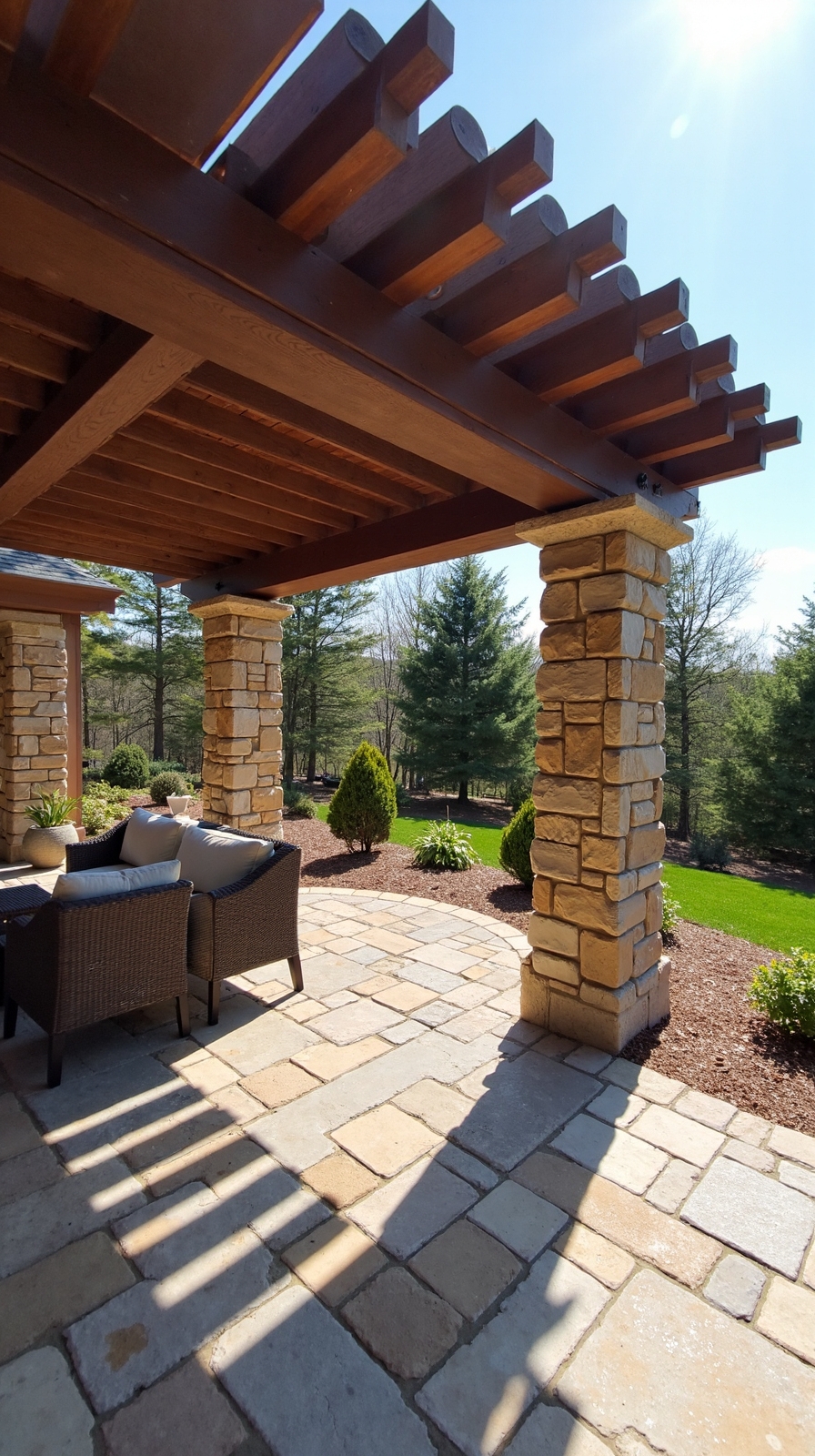 timeless natural stone pergola elegance