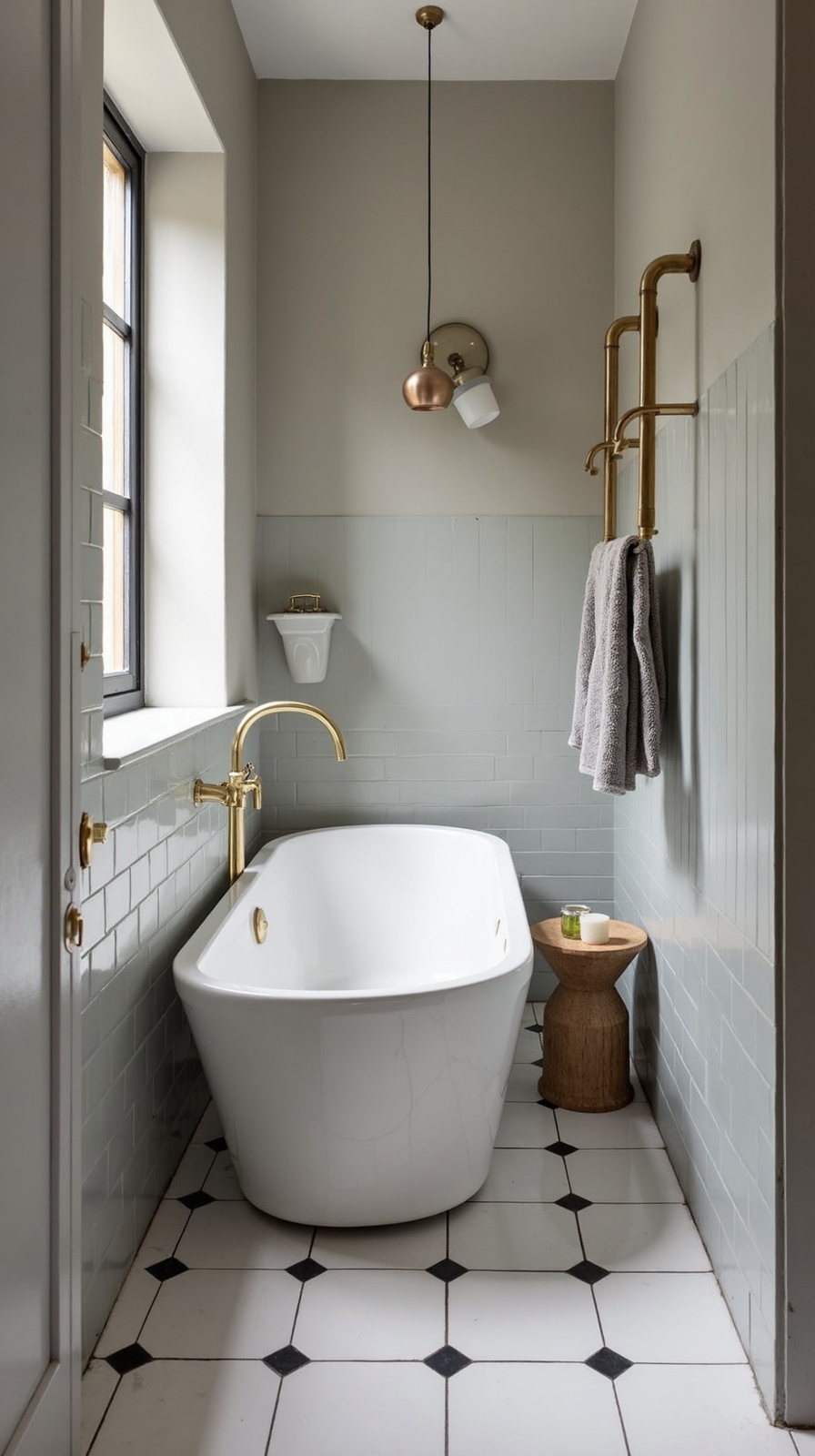 tranquil grey and warm brass