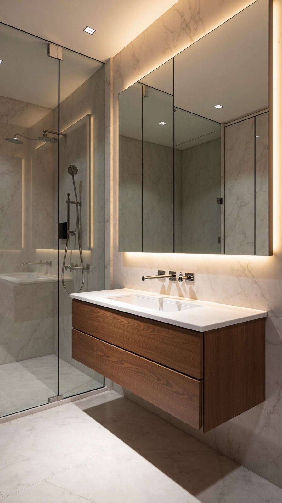 tranquil modern space saving bathroom retreat