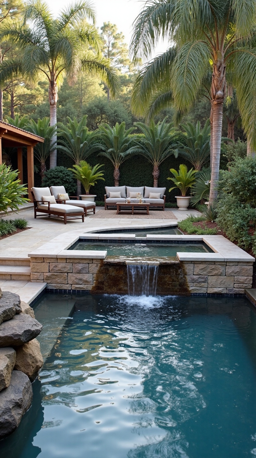 tranquil oasis with water features