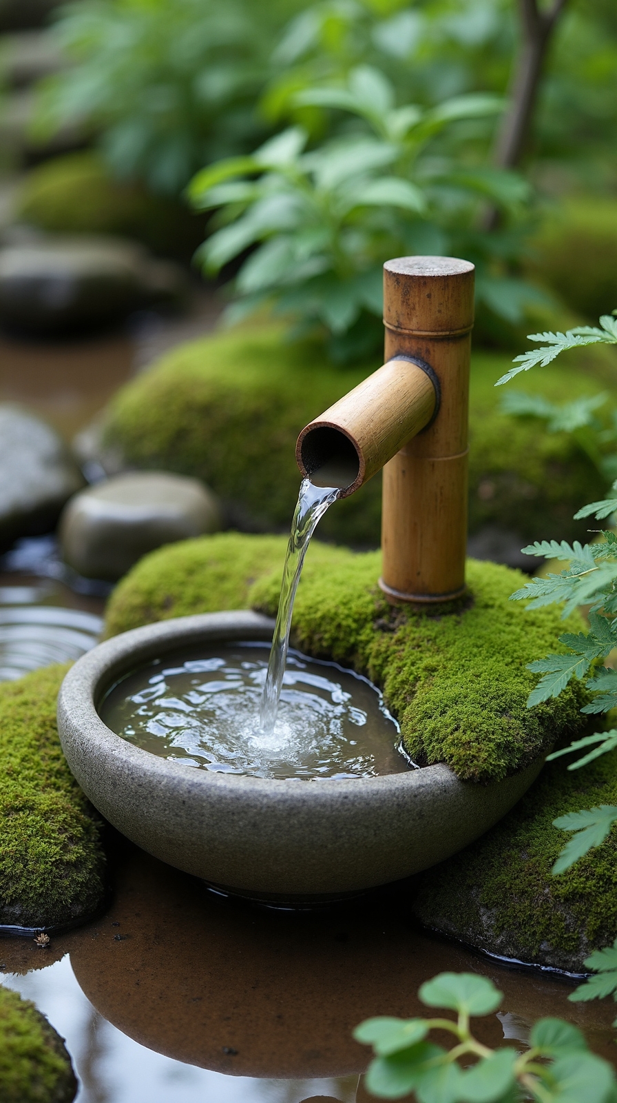tranquil organic sustainable meditative zen fountain