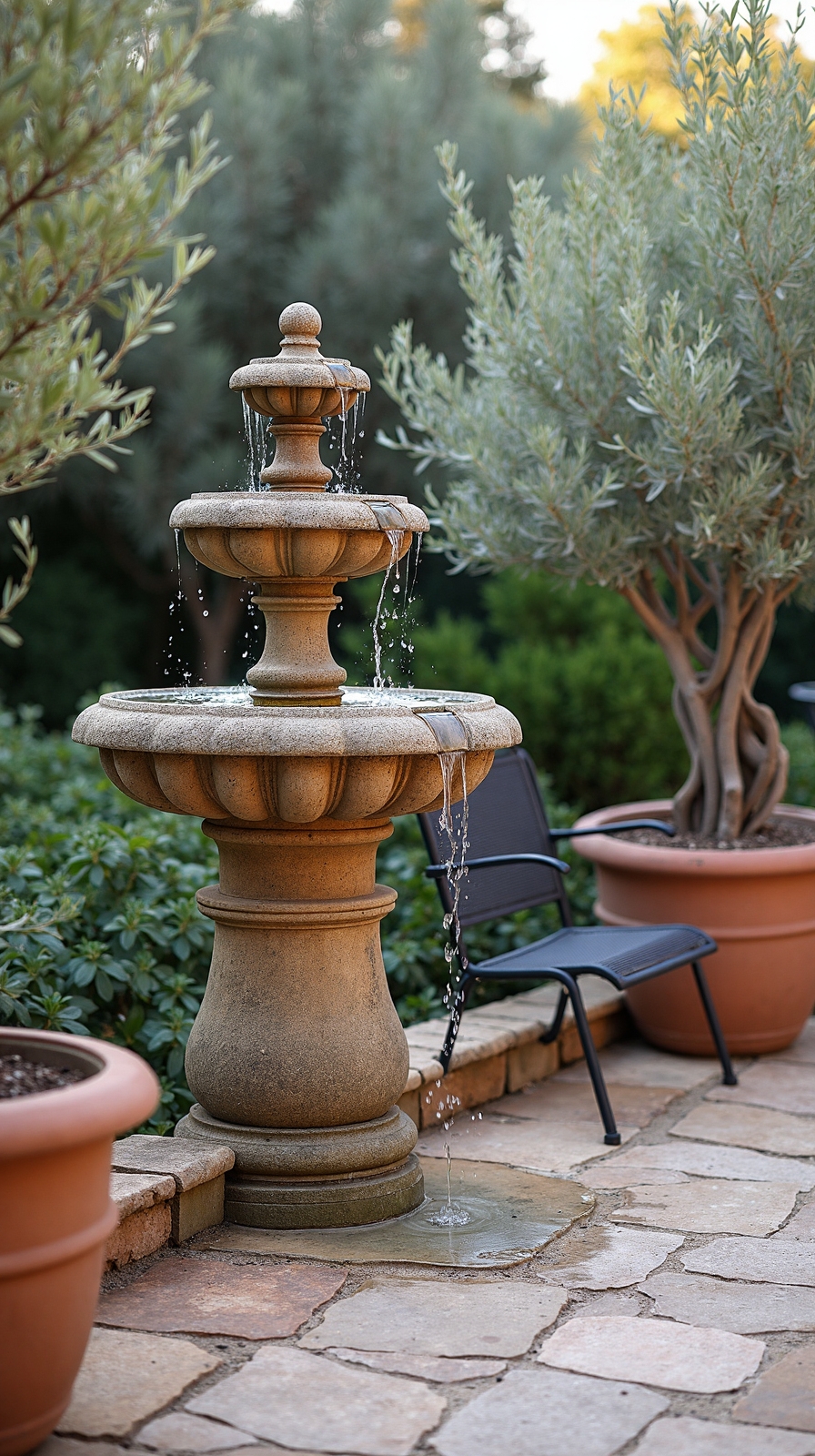 tranquil soothing tuscan fountain retreat