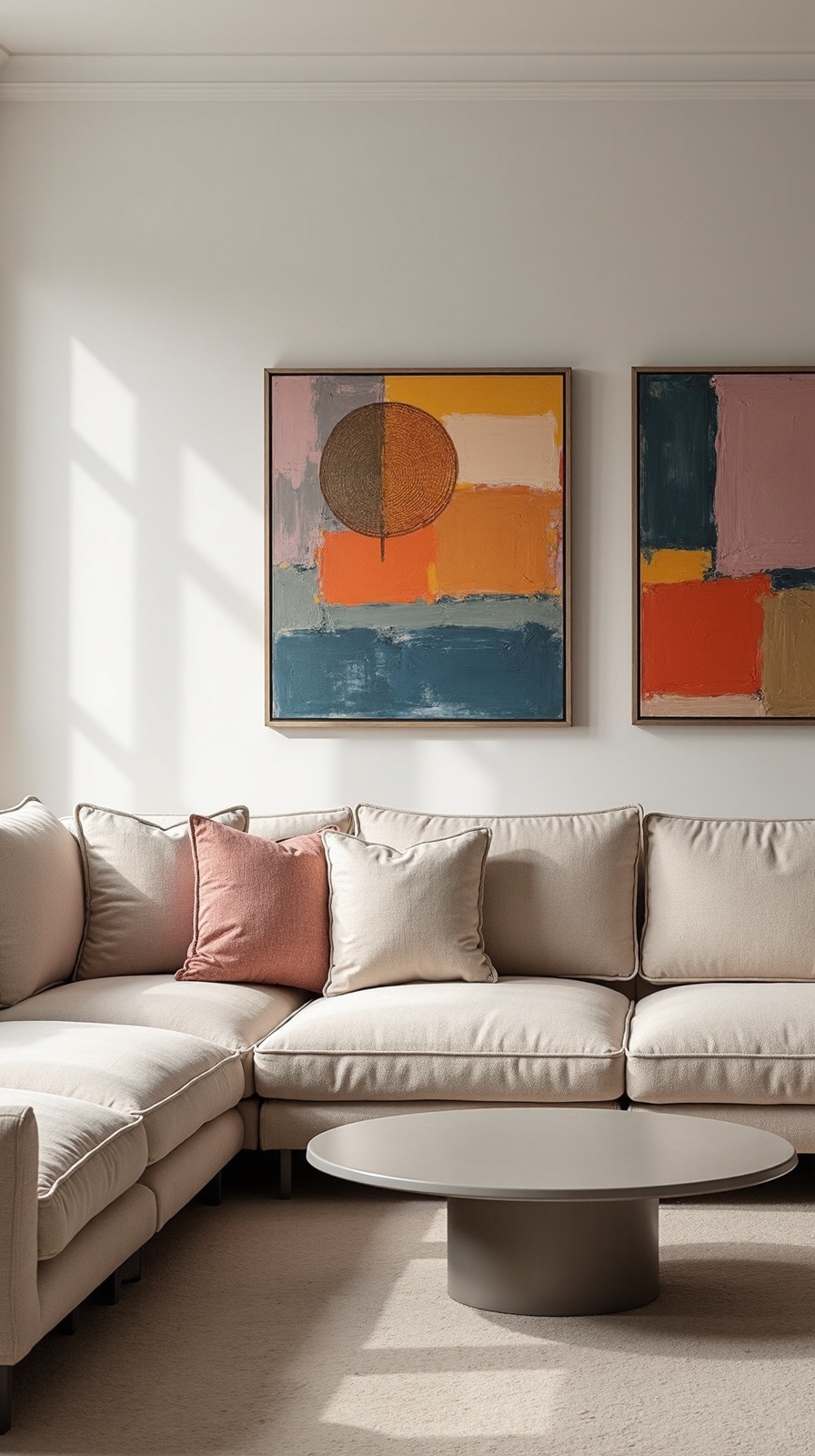 transformative artwork enhances beige backdrop