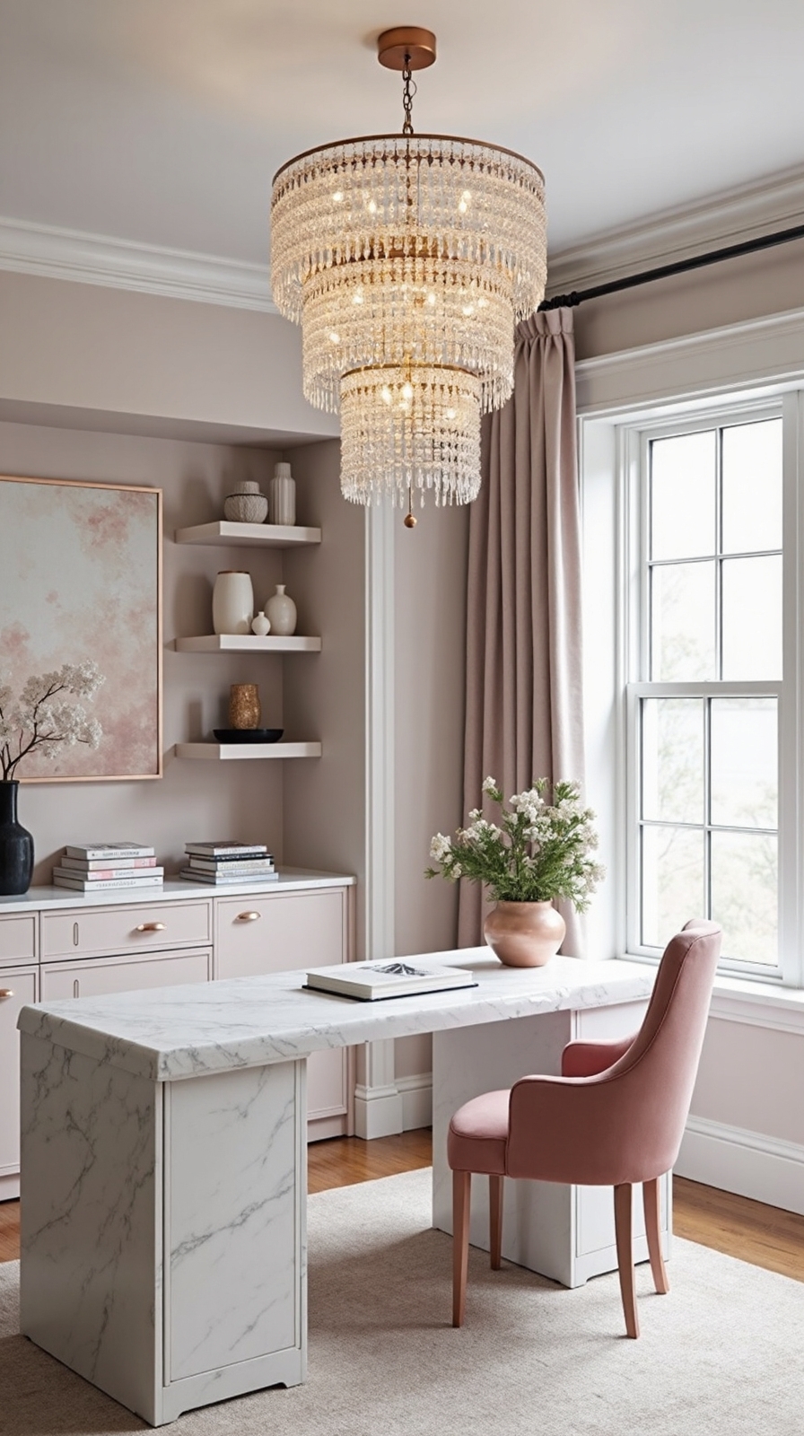 transformative statement lighting for feminine workspace