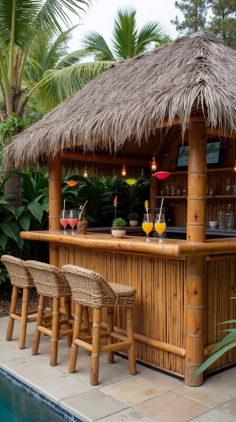 tropical backyard bamboo bar paradise