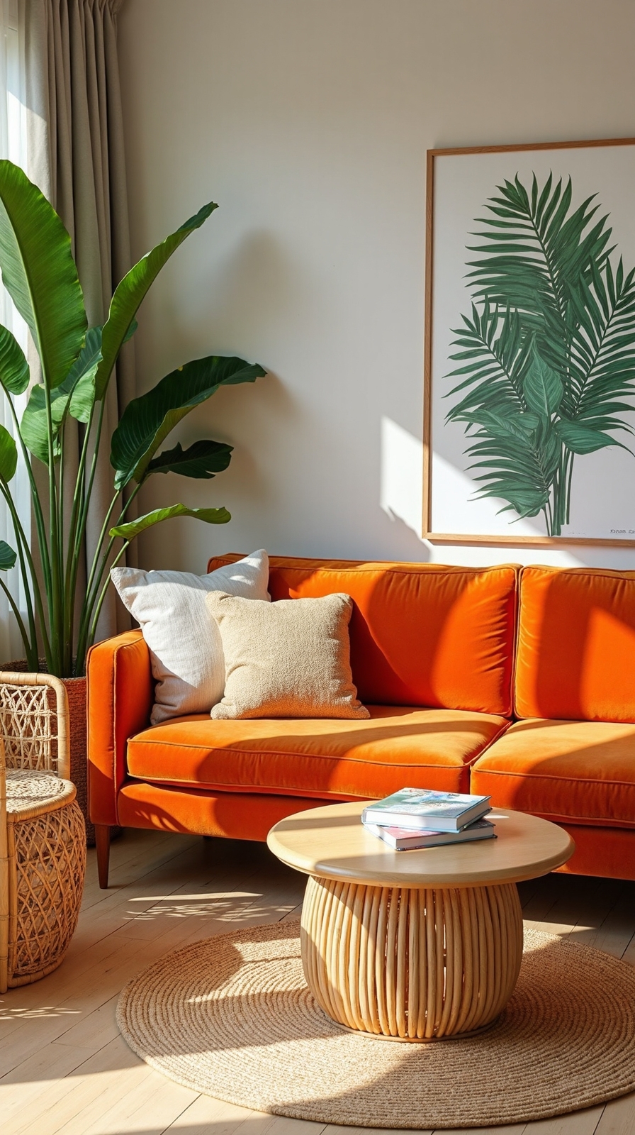 tropical bohemian oasis with rattan