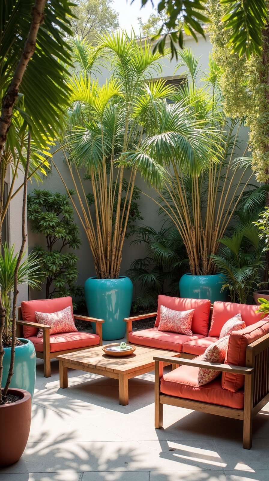 tropical oasis with coral and turquoise