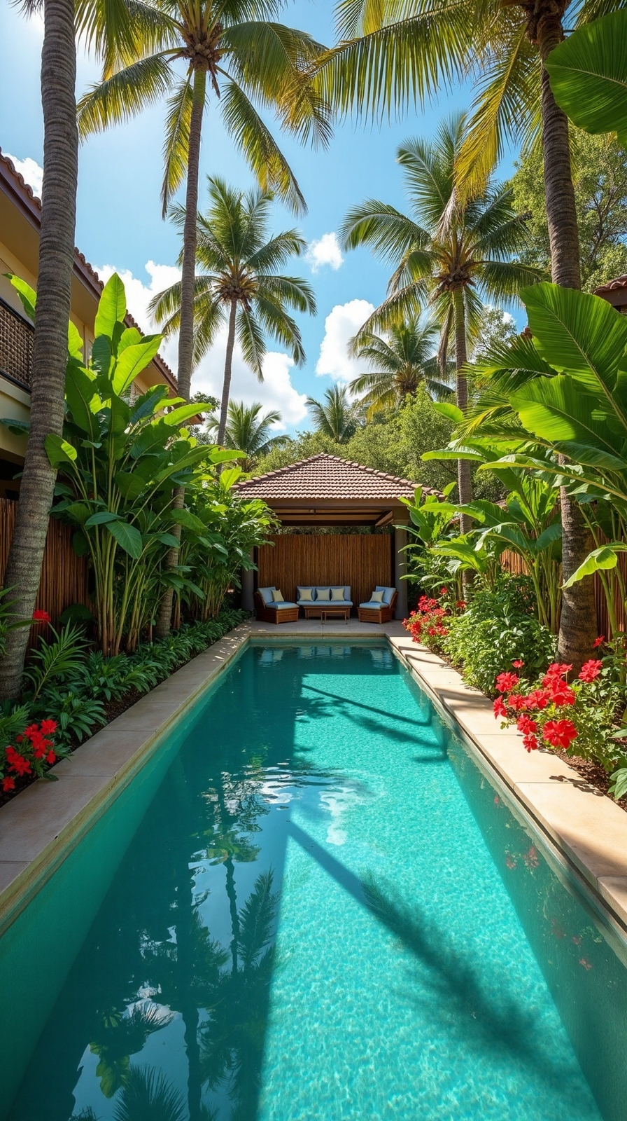 tropical oasis with lush greenery