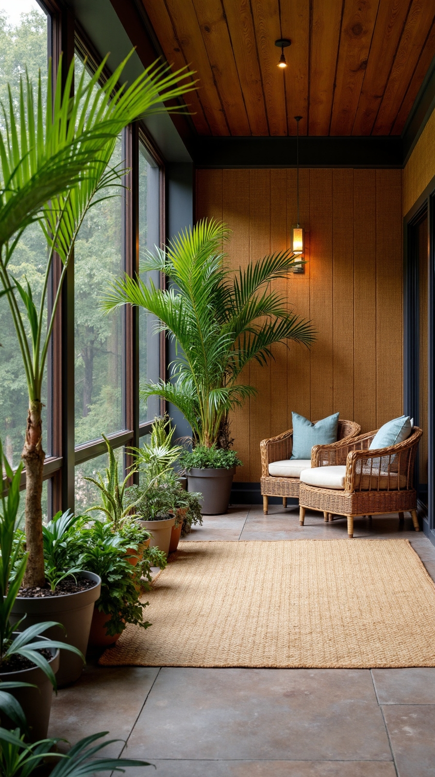 tropical retreat with bamboo accents