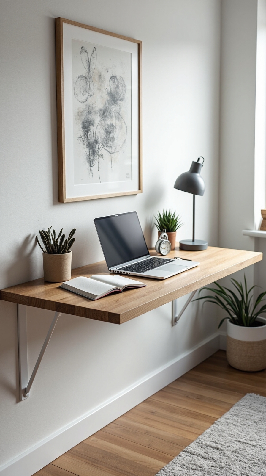 uncluttered stylish functional floating desk