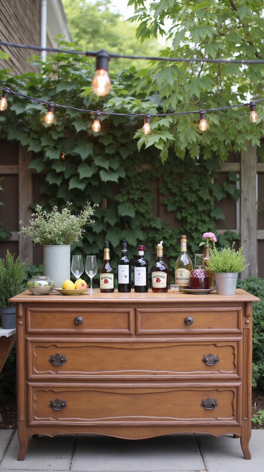 upcycled furniture outdoor bar conversion