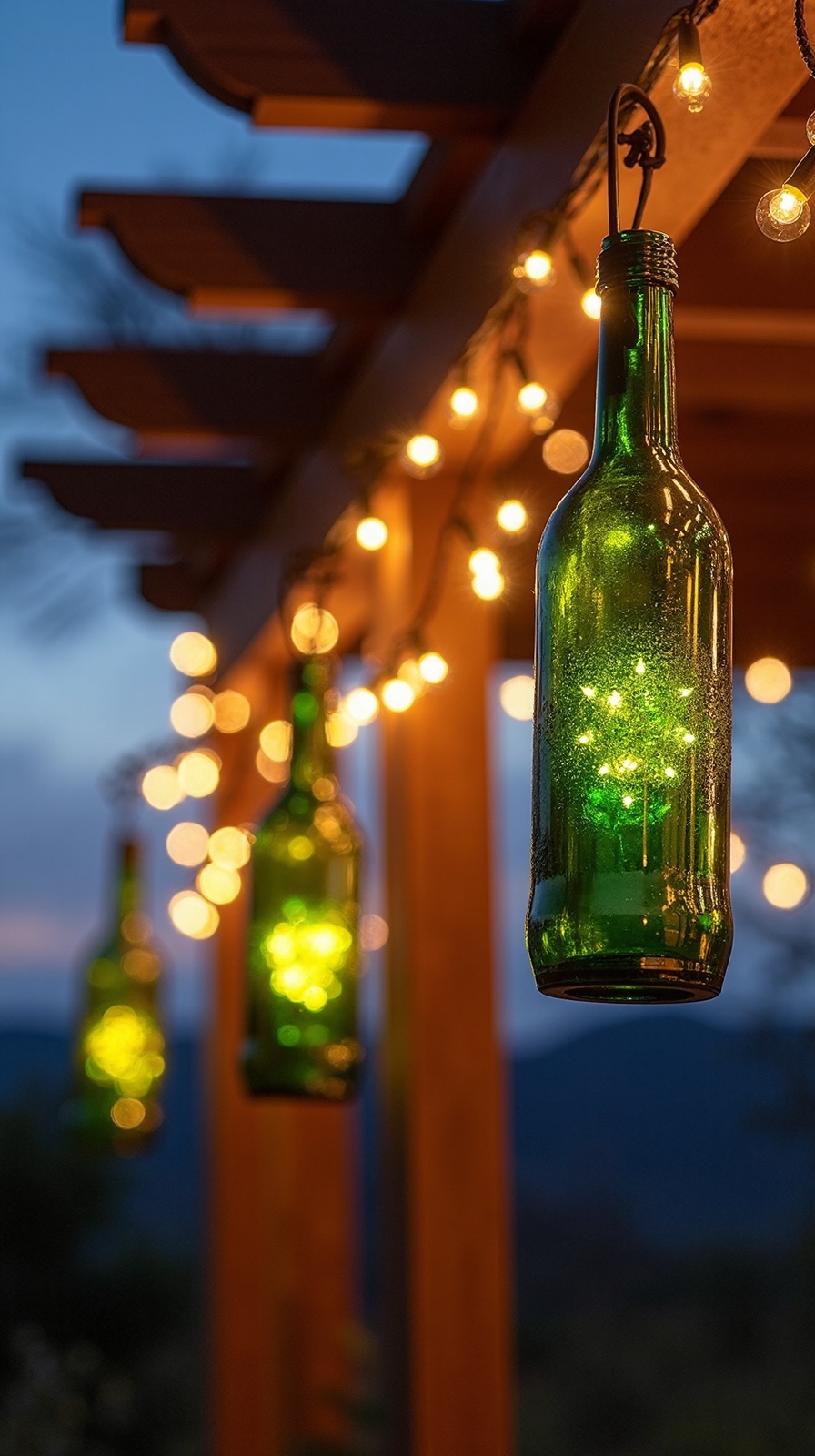 upcycled wine bottle illuminated decor