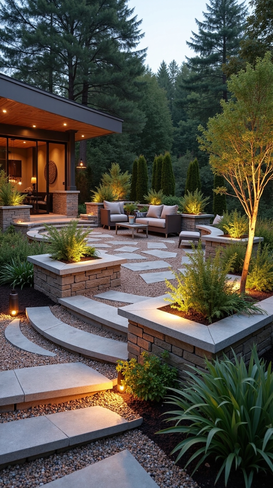 versatile entertainment hub with raised planters