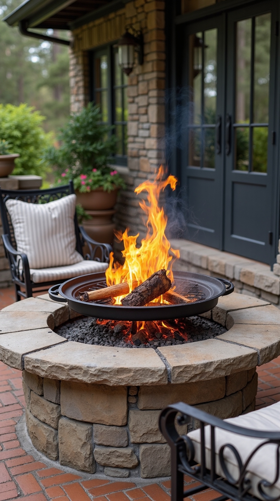 versatile outdoor kitchen with wood fire cooking