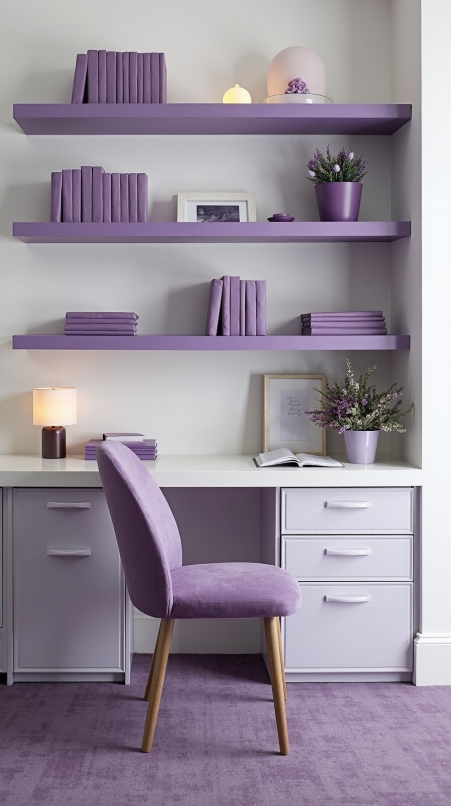 versatile purple floating shelves decor