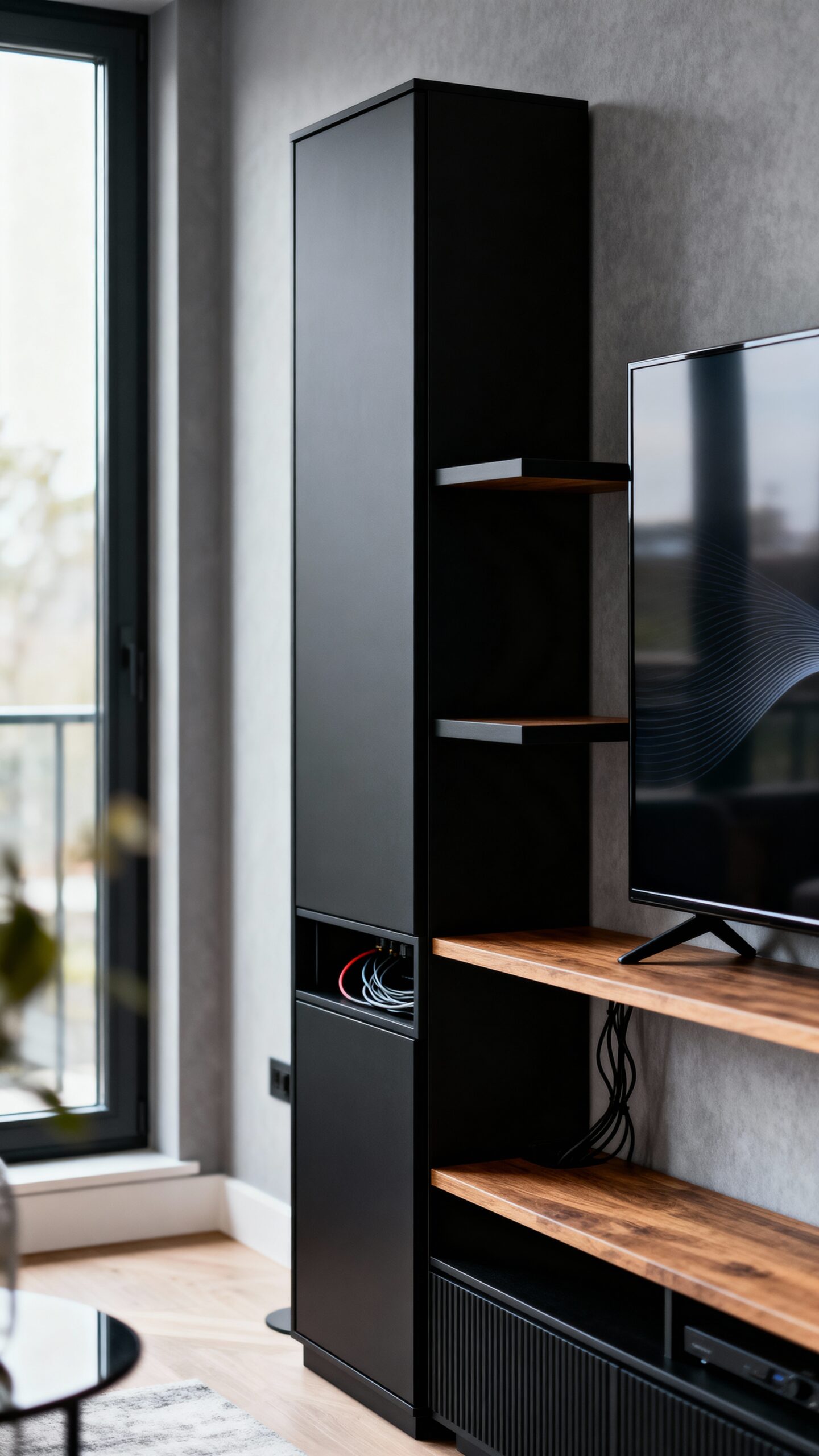 versatile space saving customizable media tower