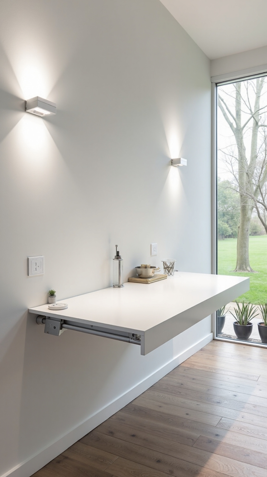 versatile wall mounted disappearing desk solution