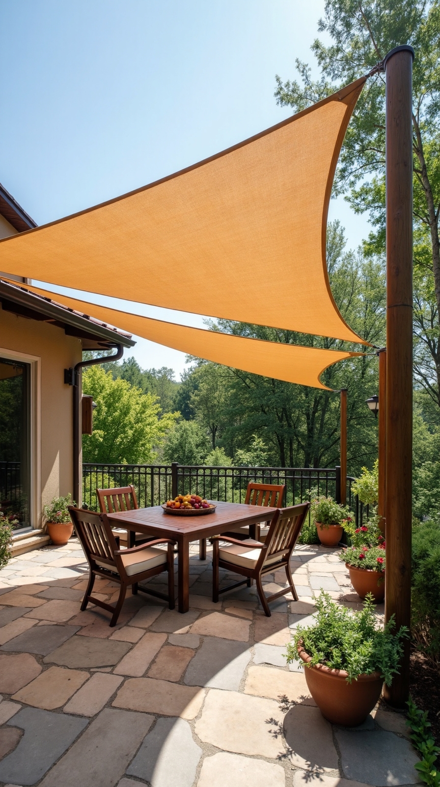 versatile wind deflecting overhead outdoor shade