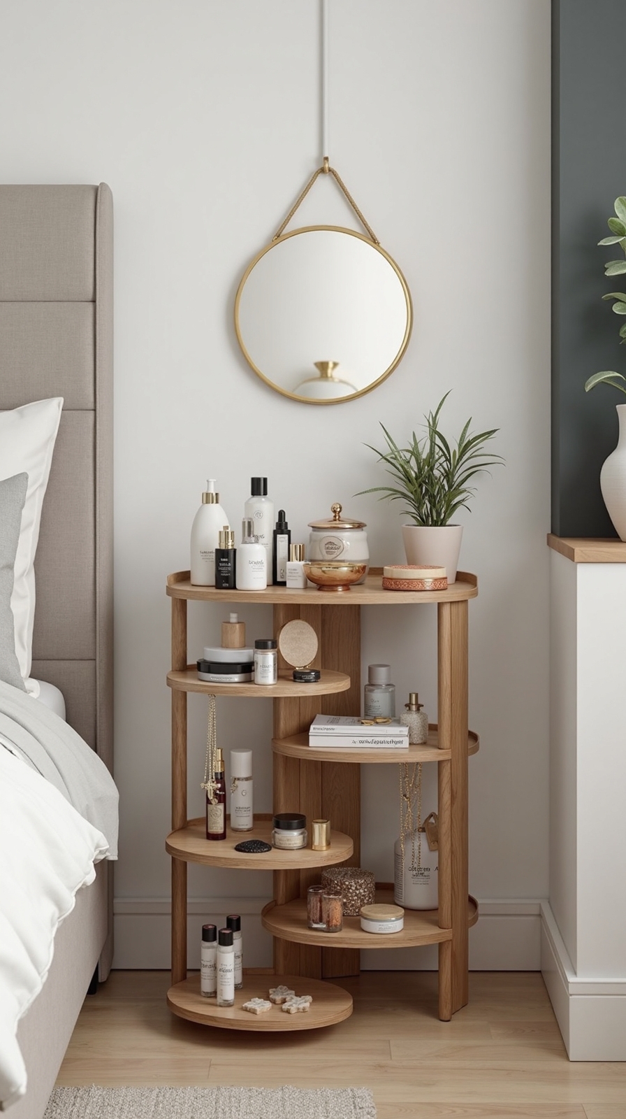 vertical accessible customizable efficient vanity stand