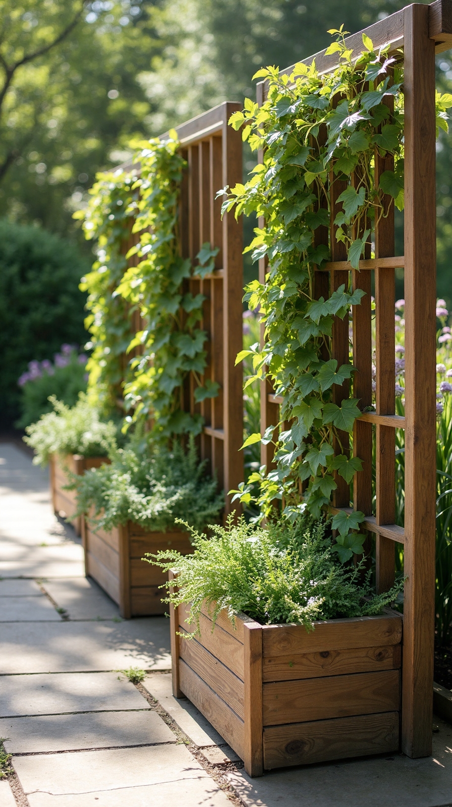vertical climbing trellis backed space saving