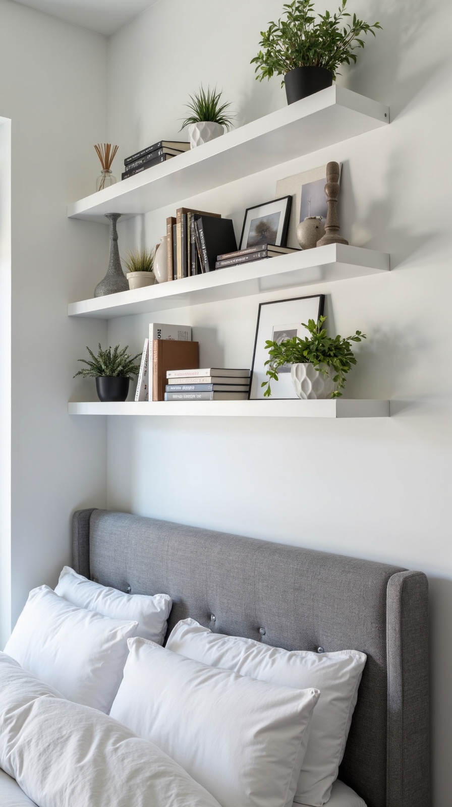 vertical custom floating nightstand shelves