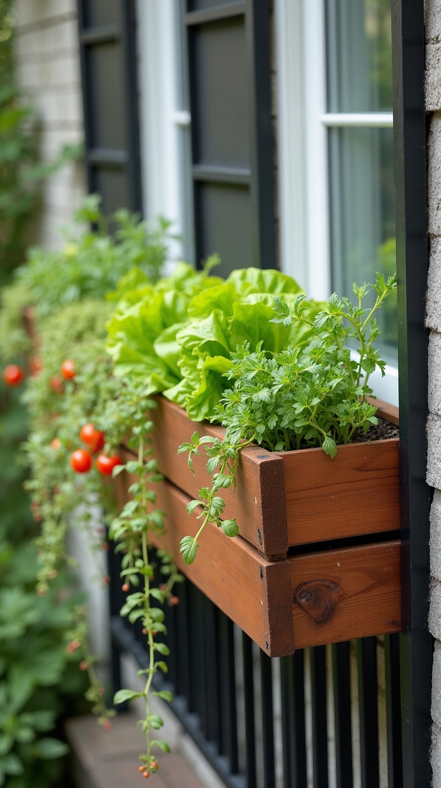 vertical gardening on patio railings