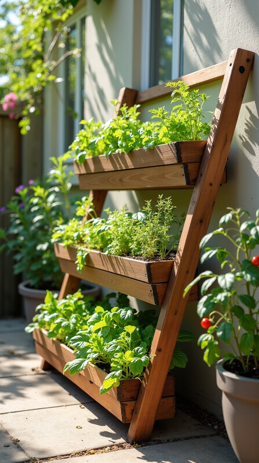 vertical gardening with tiered planters