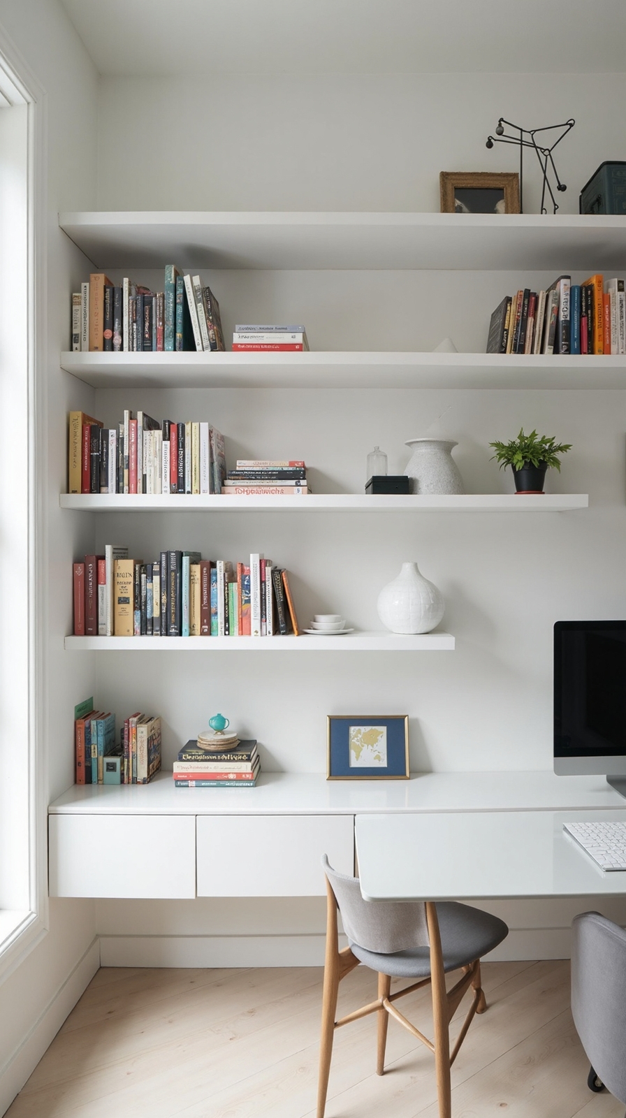 vertical open uncluttered visual storage