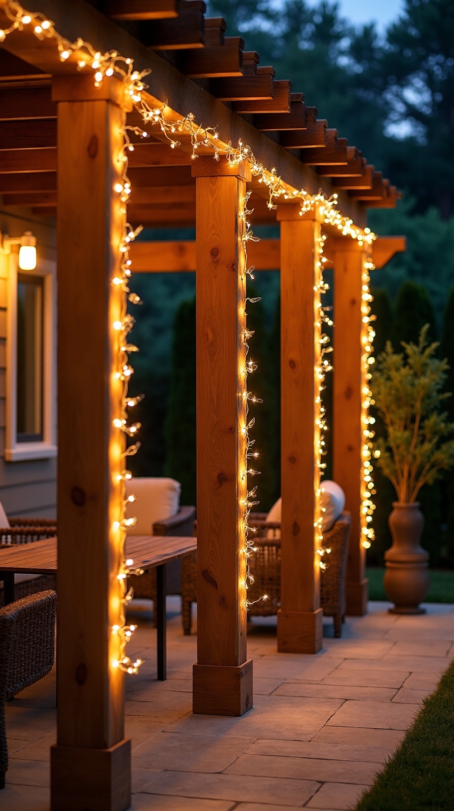 vertical post string light columns