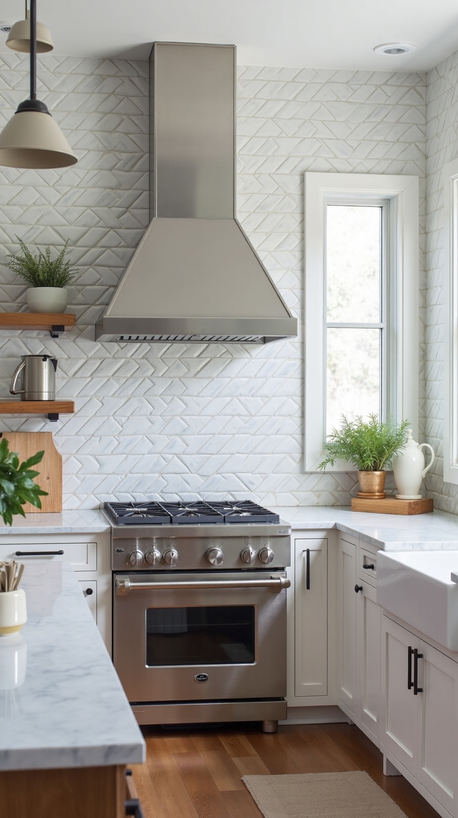 vertical subway tiles enhance height