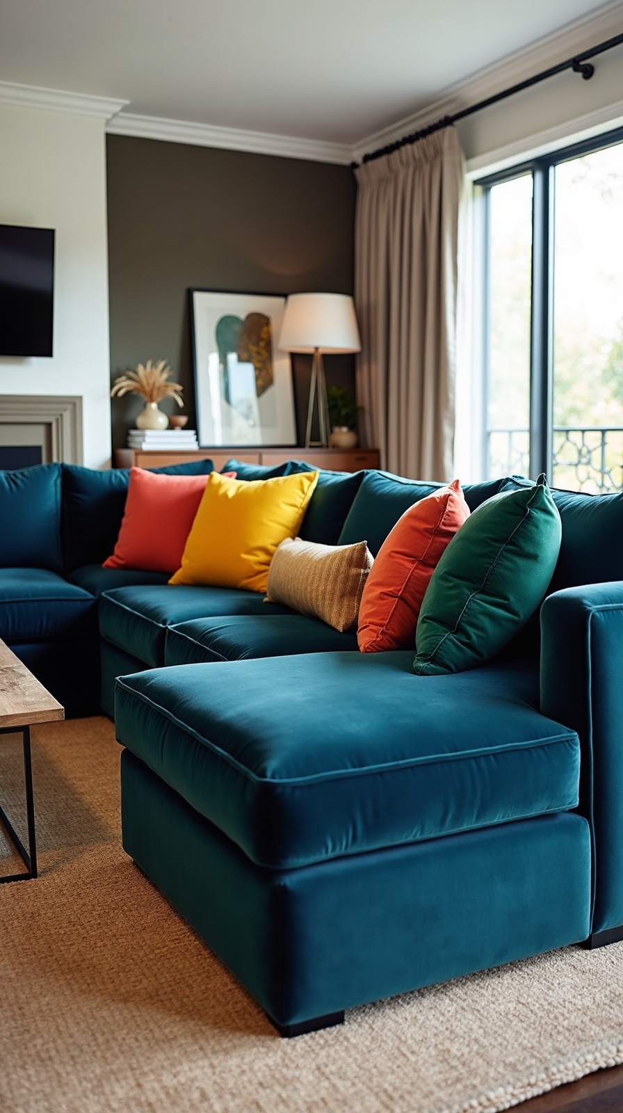 vibrant accent pillows transform moody couch