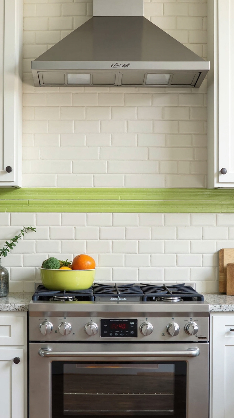 vibrant accent strips flexible backsplash design