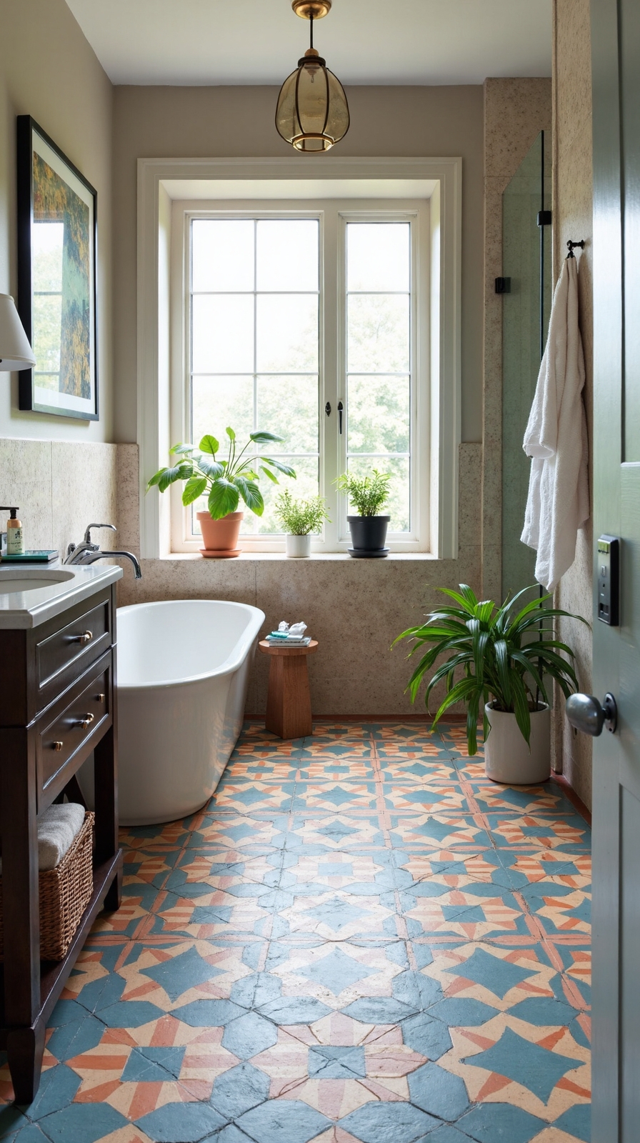 vibrant artistic durable bathroom tiles